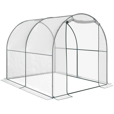 Walk in Polytunnel 250*200*200 cm Steel 1 Piece Walk-in Greenhouse Clear with Roll-up Door