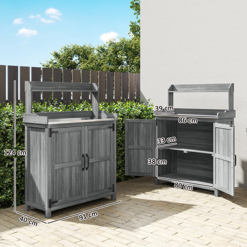 Wood, Metal Potting Bench