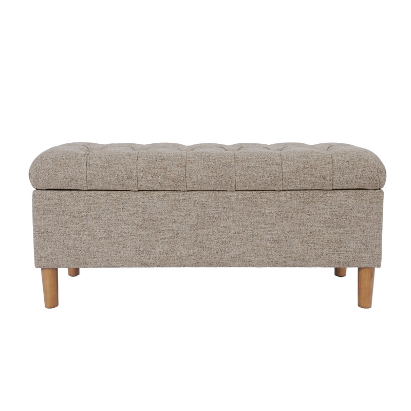 Banc de rangement rembourré à couvercle rabattable, Polyester gris