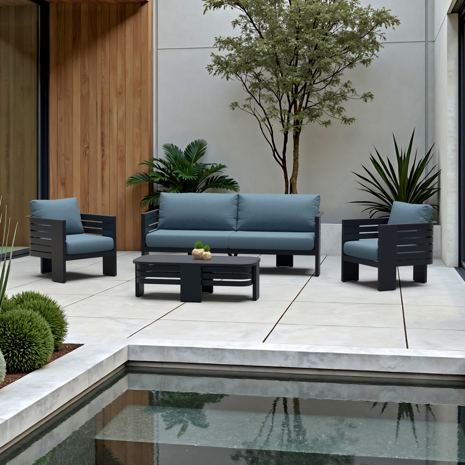Ari 5-Person Sunbrella® Patio Seating Group, Spa Blue