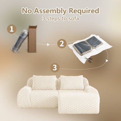 Boneless 82" Modern L-Shaped Modular Sectional Sofa for Living Room,Flannelette Fabric,Oversized 2-Seater Couch,boneless sofa ,Movable Ottoman,Buckle connection,Anti-slip Design,No Assembly