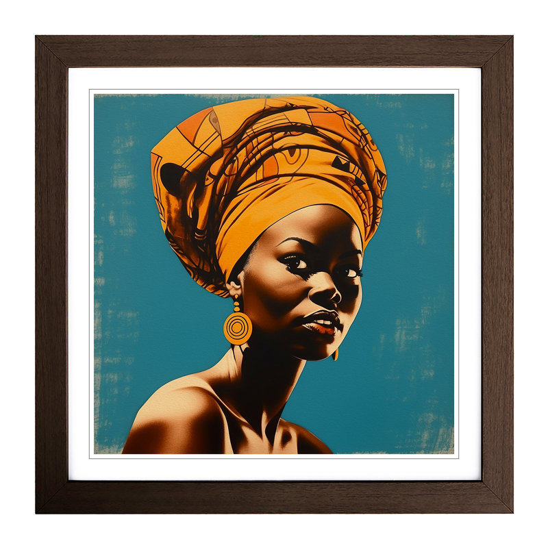 African Woman Mid-Century No.1 - Framed Print, Walnut