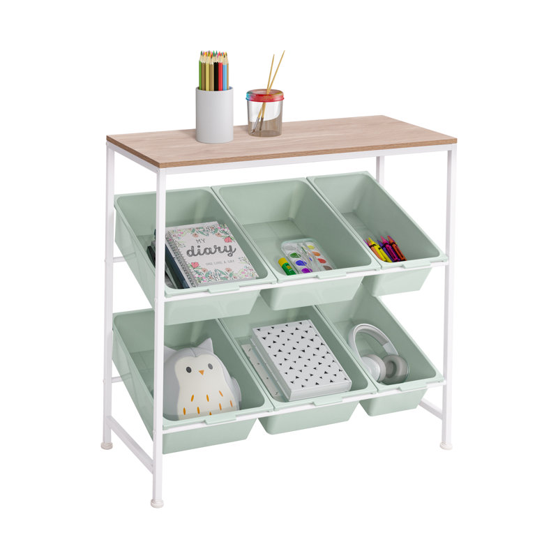 6 Bin Storage Organizer Cart with Leveling Feet
