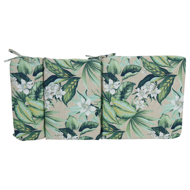 Coussin de chaise d'extérieur, L 22 po x P 21 po, Brun clair / vert / bleu / floral brise de Tahiti