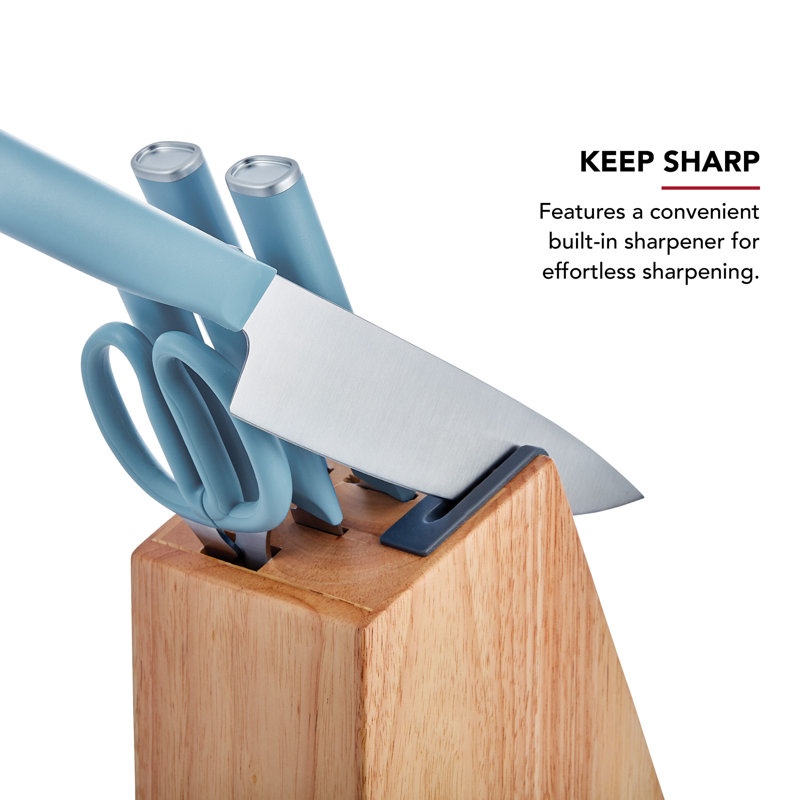 Kitchenaid Classic Knife Block Set, 7 Piece, Light Blue