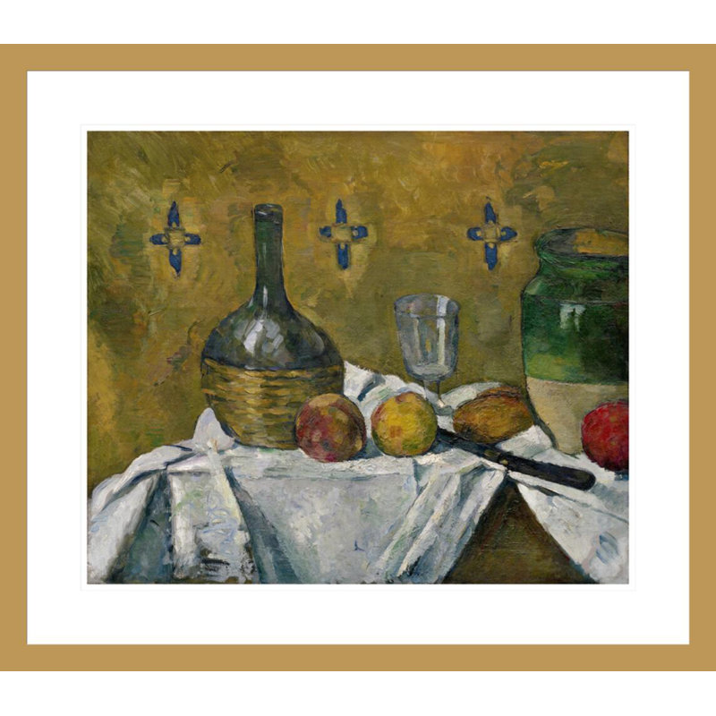«Still Life: Flask Glass and Jugs» par Paul Cézanne, impression giclée encadrée, H 23,5 po x l 26,84 po