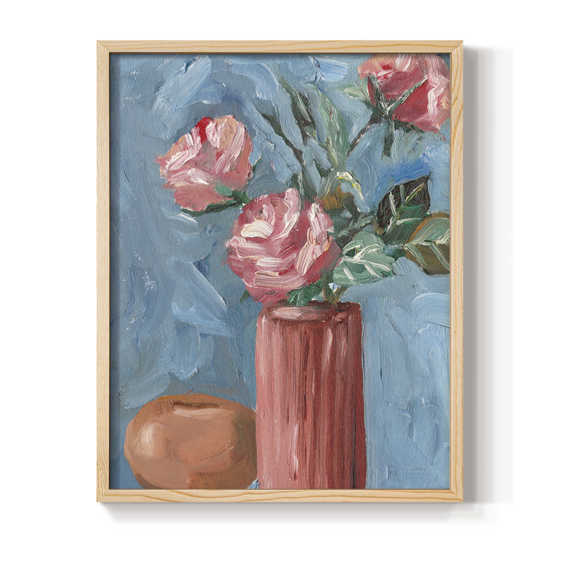 Reproduction encadrée Rosa Blooms II - bois massif, H 11 po x l 9 po, Naturel