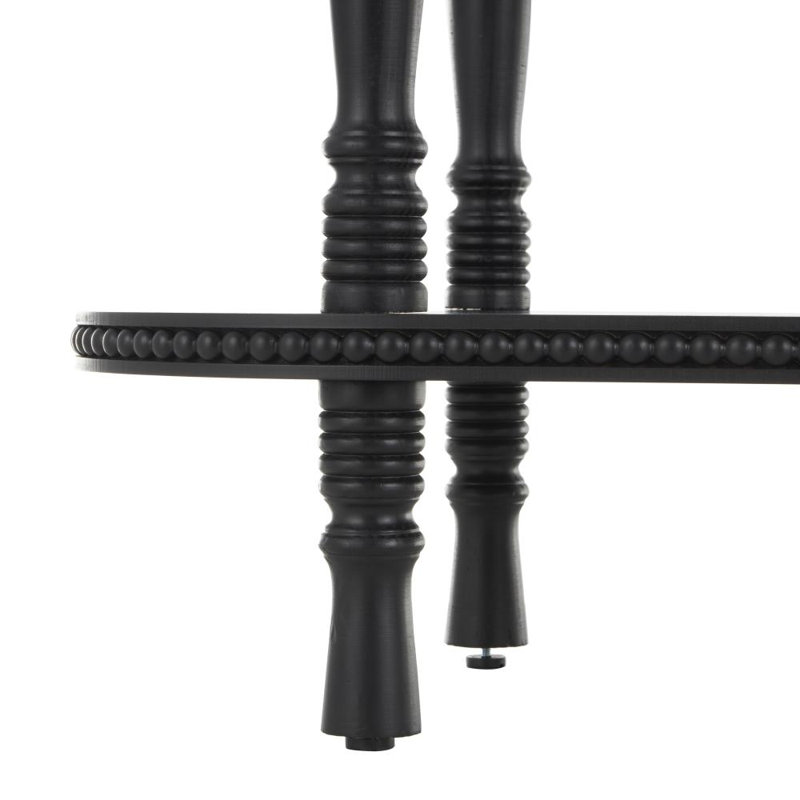 Wooden Oval 3 Shelf Storage Black Shelving Unit with Turned Legs and Beaded Edges