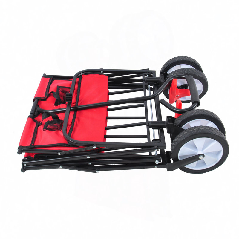 Folding Wagon Garden Shopping Beach Cart, Red