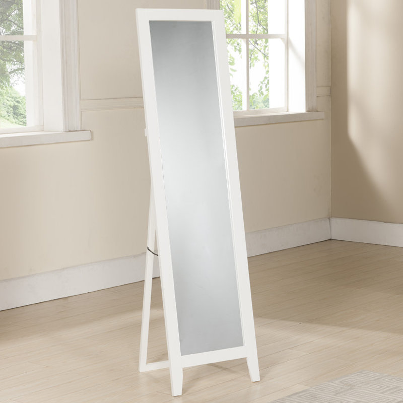 Wood Floor Mirror, White