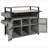 52.8"W Wicker Outdoor Grill Cart with Extended Plastic Wood Table Top, Rolling Kitchen Island on Wheels with Storage Cabinet, for Patio Backyard Garden Poolside, Double Handle Design, Grey-804831649-804831651