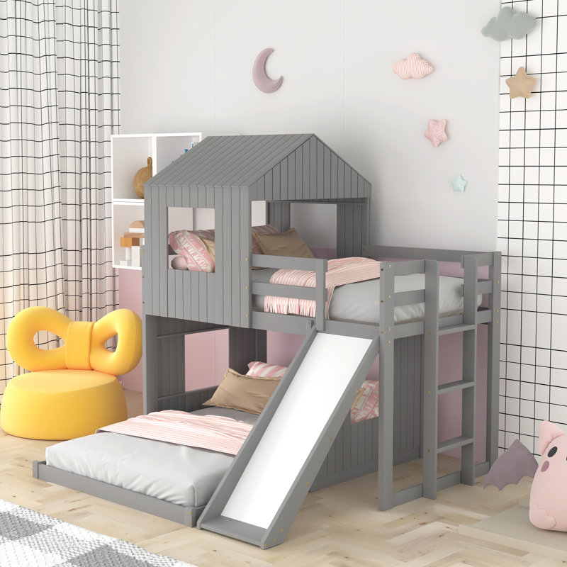 Biehle Kids Twin Over Full Bunk Bed, Gray