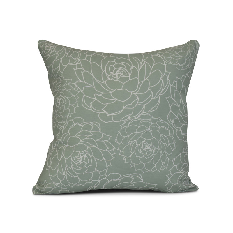 Floral Frolic Floral Outdoor Reversible Throw Pillow, 20" H x 20" W x 3" D, Green
