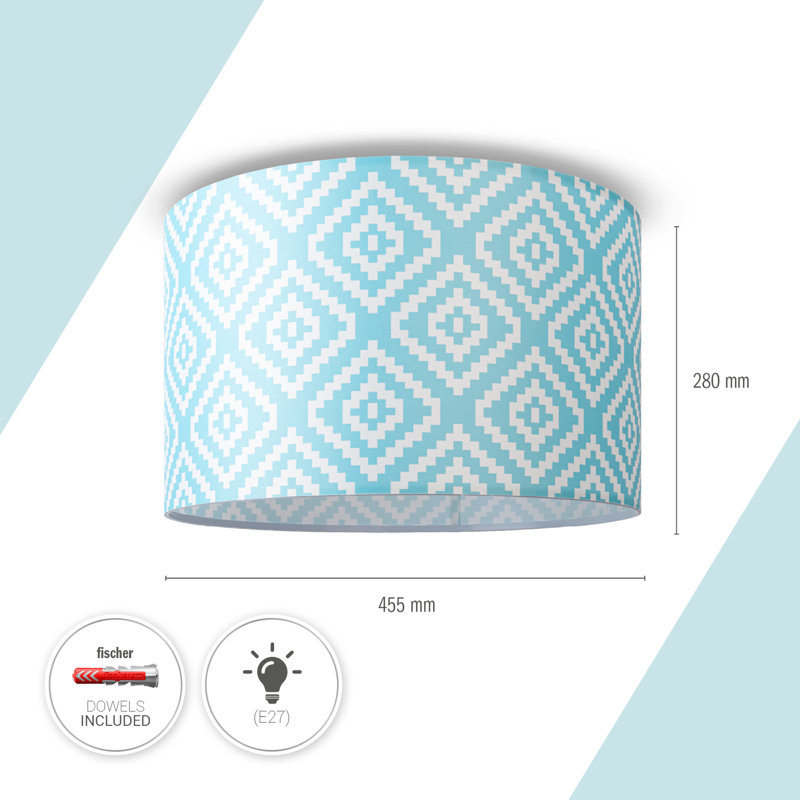 Creslow Fabric Flush Ceiling Light, Blue