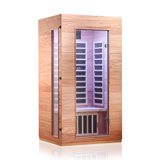 Hongyuan 1 Single Person Indoor Bluetooth Low EMF FAR  Infrared Sauna In Okoume & Hemlock Wood