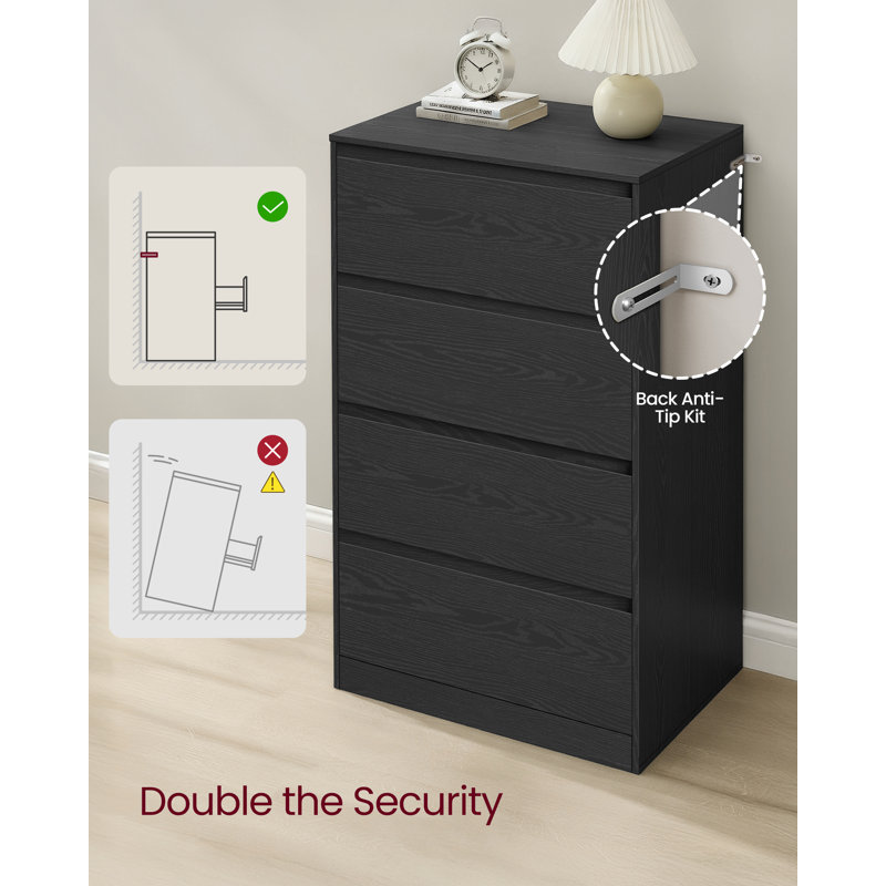 60 cm W Chest of 4 Drawers, Black