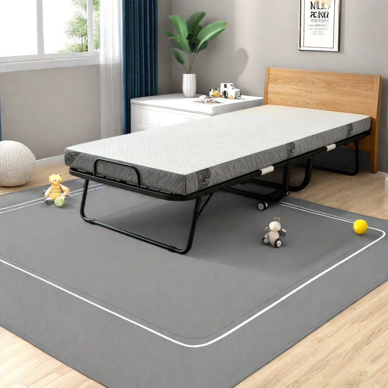 Lits portables avec rangement, lit d'invité moderne compact à structure en acier pour la maison