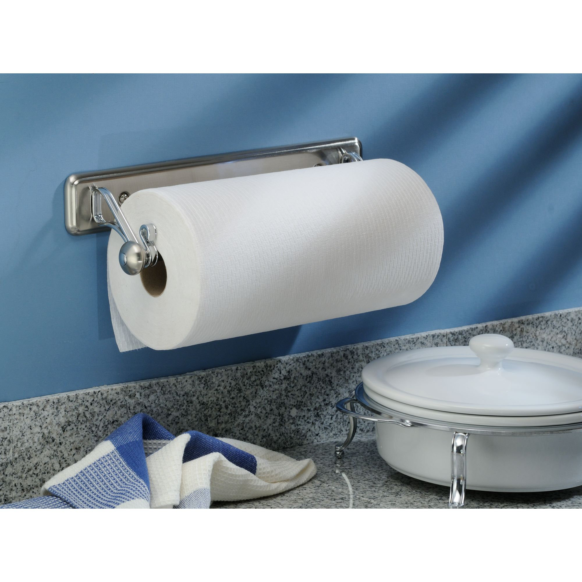 iDesign York Lyra Wall/ Under Cabinet Mounted Paper Towel Holder ...