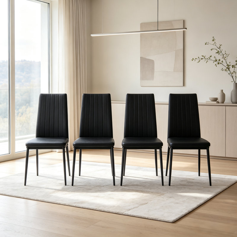Ensemble de 4 chaises de salle à manger en cuir