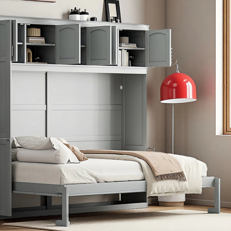 Lit escamotable multifonctionnel personnalisable avec rangement intégré, Gris