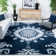 Stone Wash Hand Knotted Wool/Viscose/Cotton Ikat Rug in Indigo