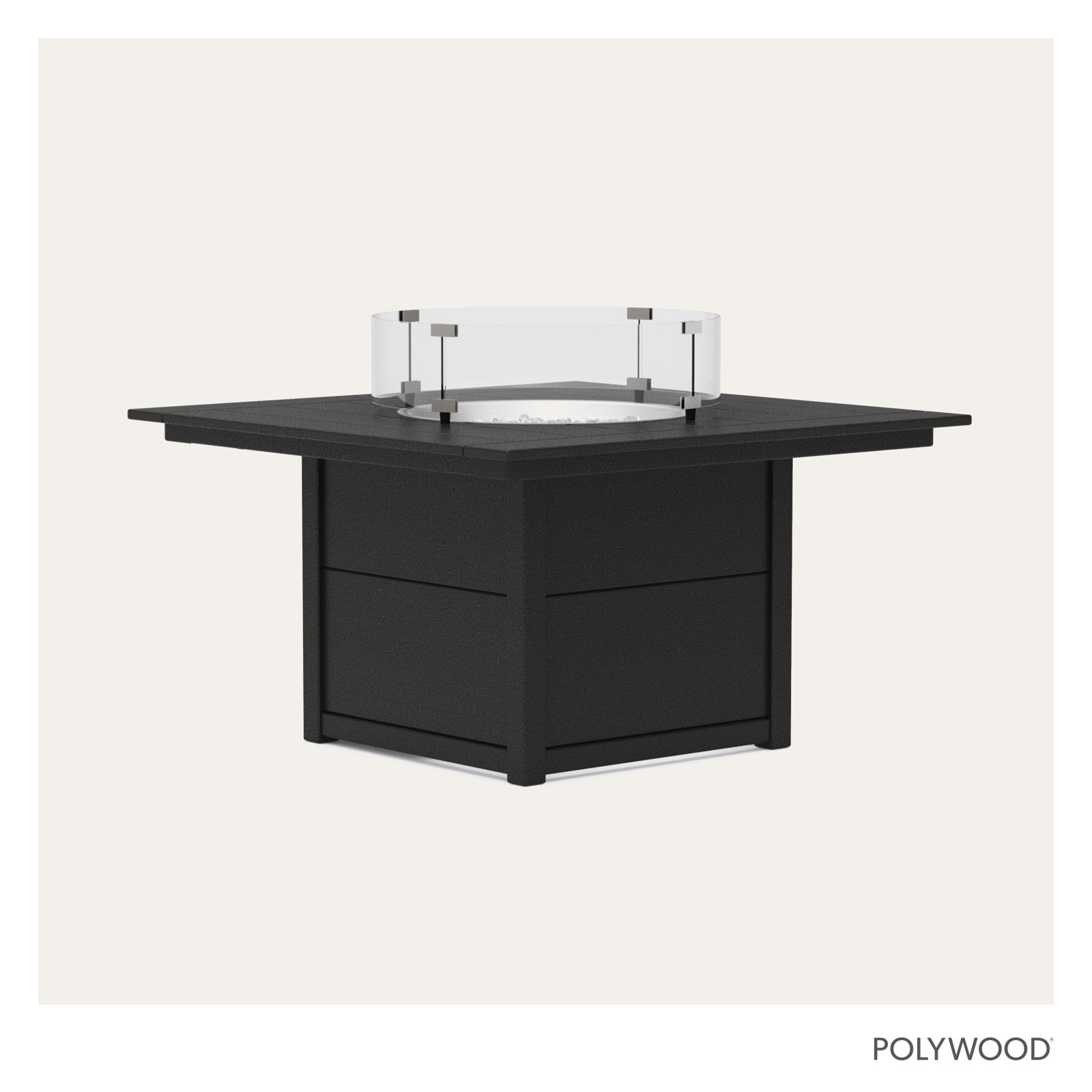 POLYWOOD® Square 42" Fire Pit Table, Black