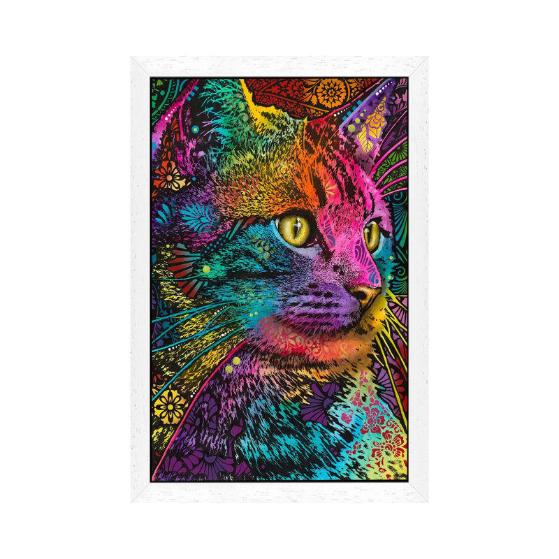 Felis by Dean Russo - Painting on Canvas, 66.04 cm H x 45.72 cm W, White Framed