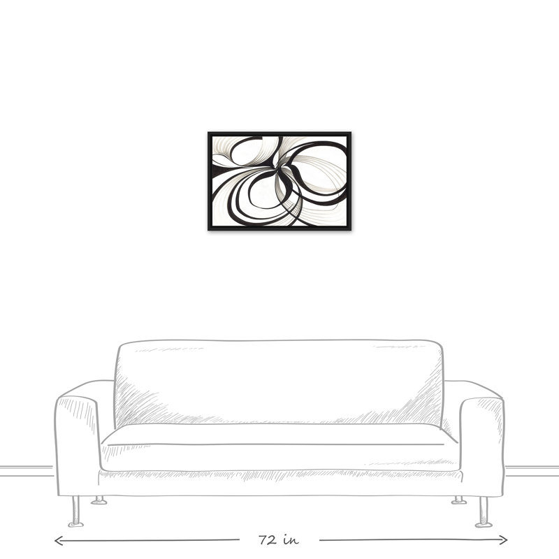 Toile abstraite encadrée avec cercles abstraits, H 17,75 po x l 25,75 po x P 1,75 po, Cadre flottant noir
