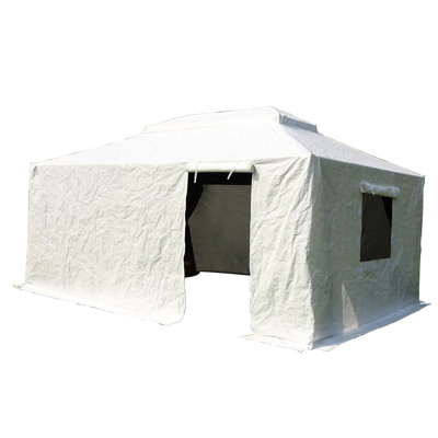 Housse pour abri de jardin 12 pi x 14 pi - Hiver universel avec parois latérales, fenêtres en filet et structure pratique d'extérieur imperméable