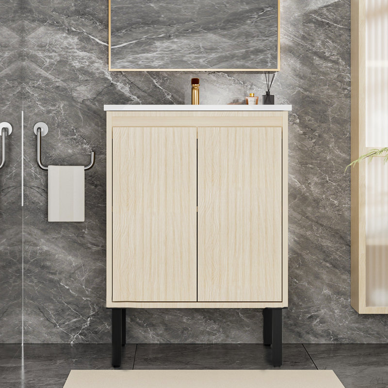 Meuble-lavabo de salle de bain sans lavabo, Beige, 24"