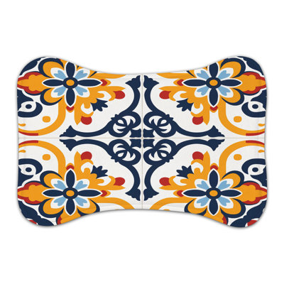 Spanish Florals - 1 Piece Bone Shape Feeding Mat