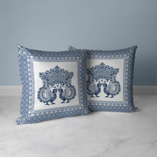 Peacock Prowess Indoor/Outdoor Square Throw Pillow