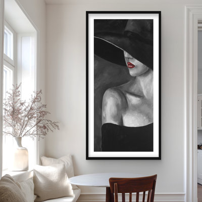 Mysterious Woman with Hat - Black Woman Framed Print | Decor