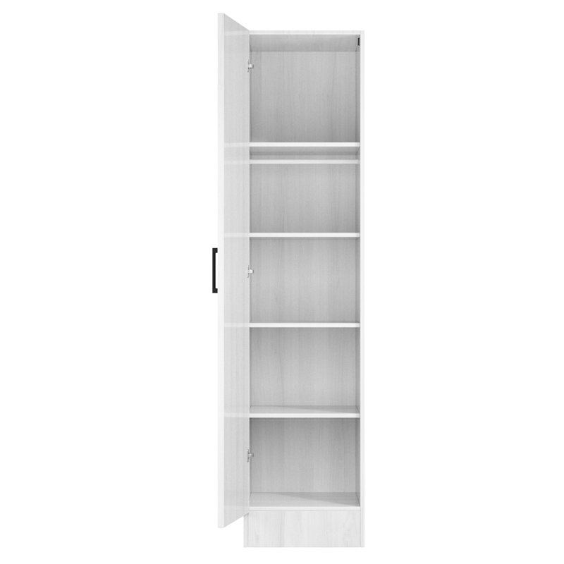  Armoire garde-robe avec miroir sur la porte qui peut s'ouvrir de la gauche ou de la droite., Blanc