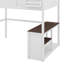 Grand lit surélevé avec bureau intégré, tablette de rangement ouverte et port de chargement USB