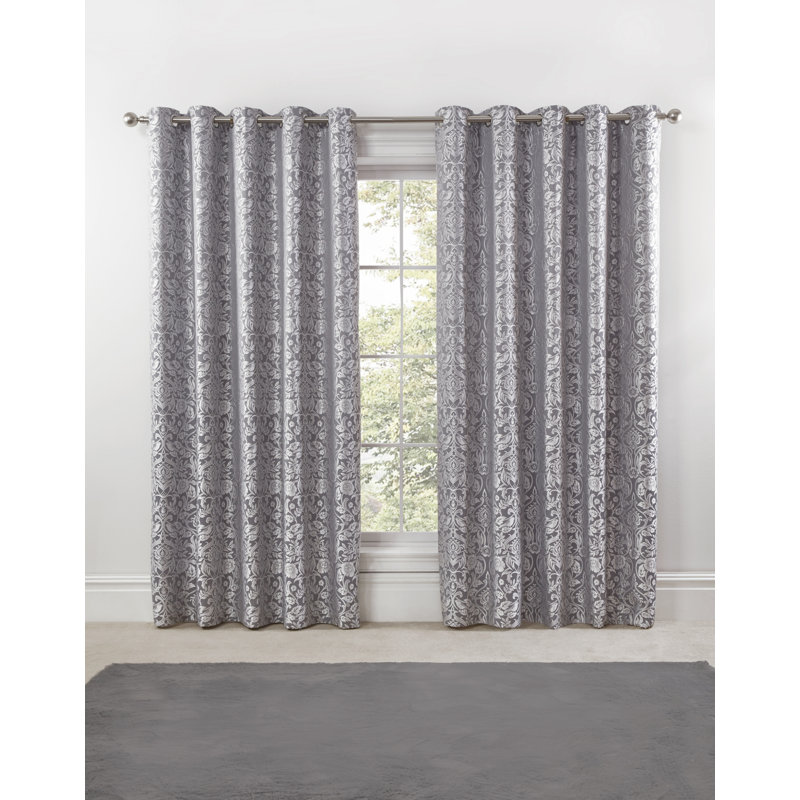 Eden Room Darkening Curtain Pair, Silver, 228 W x 183 D cm