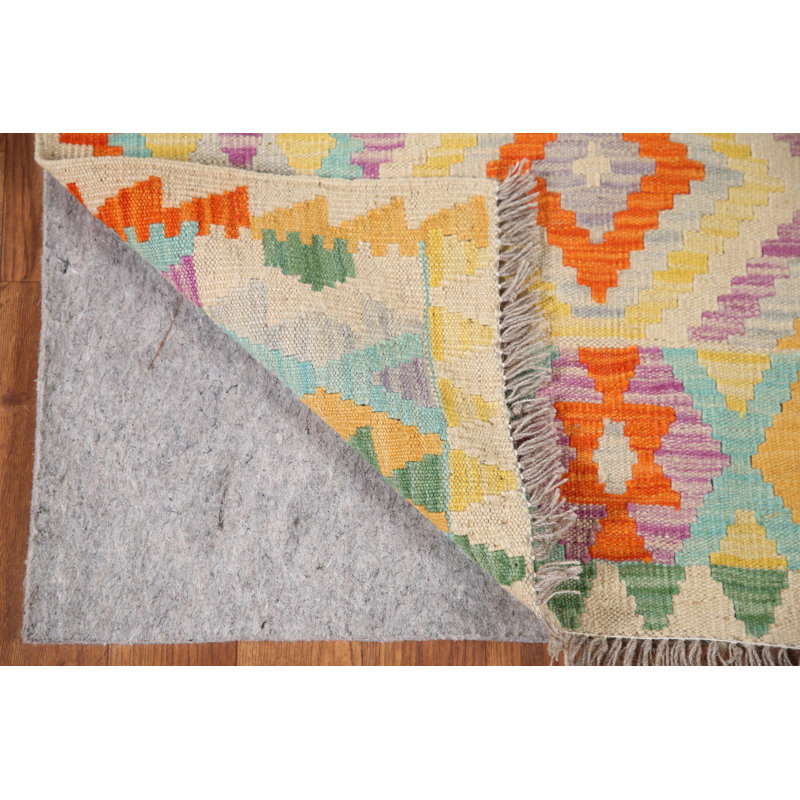 Geometric Kilim Wool Runner Rug 3x10