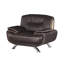  Fauteuil club brun en cuir avec accents argentés et rembourrage moelleux-673657681