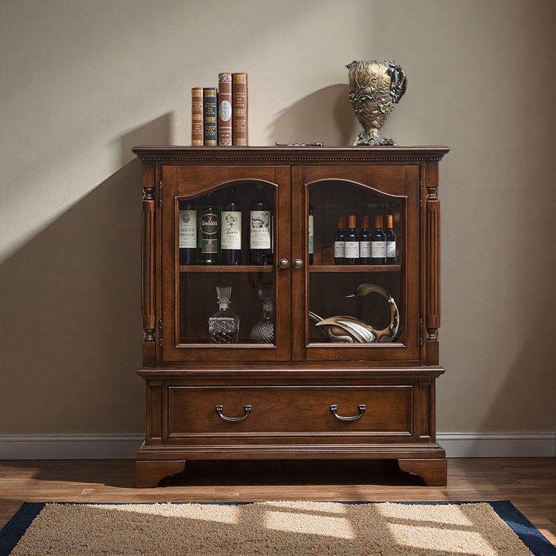 Armoire décorative en bois massif multifonctionnelle en verre
