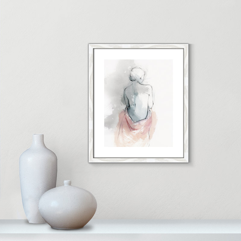 «Pastel Woman I» par Isabelle 7, reproduction d'art, H 19 po x l 16 po x P 0,75 po, Papier avec cadre en bois blanc