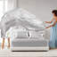 Drap-housse de luxe gris 100% satin simple 4 pièces - froissé, lisse et soyeux, dompte les frisottis, convient aux matelas de 16 po, aux taies d'oreiller ouvertes, aide à la casse des cheveux,
