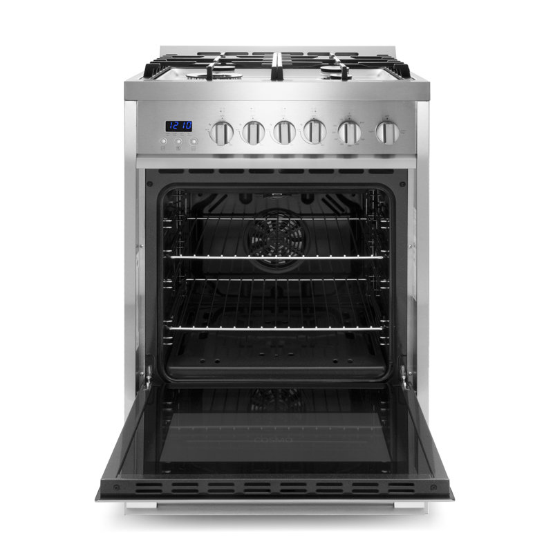 Cosmo 24 po Collection Nebula 2,7 pi³ Cuisinière à gaz, 4 brûleurs, four à convection rapide, grilles en fonte en acier inoxydable
