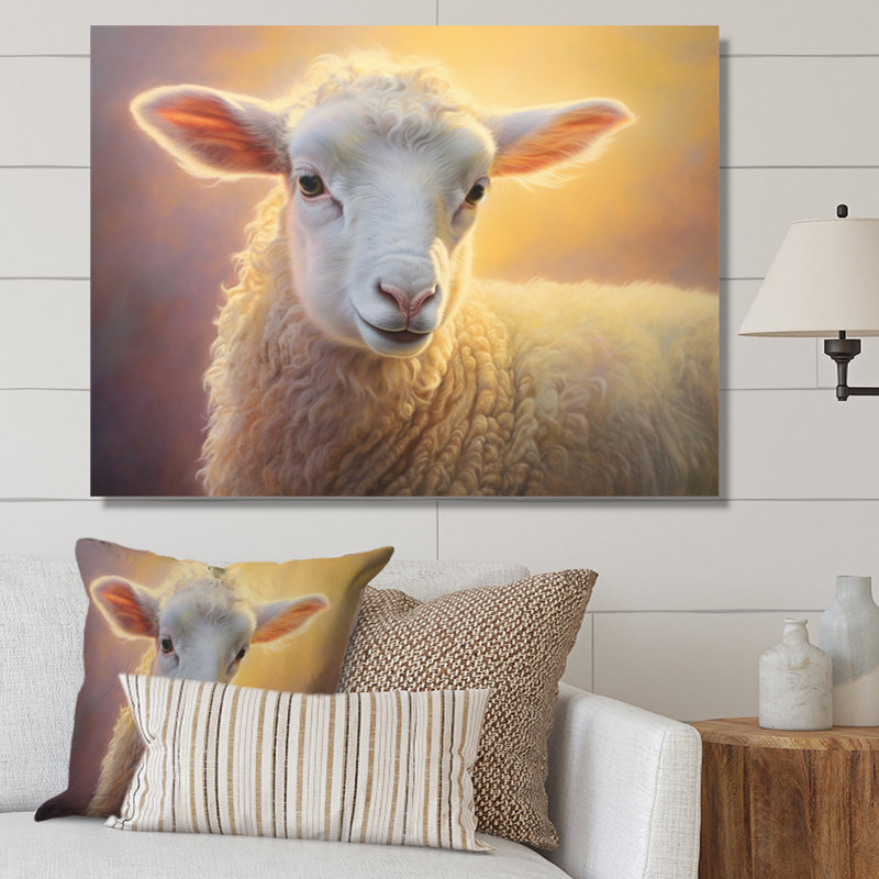 Sheep Pastel Portrait, reproduction d'art sur toile, H 16 po x l 32 po, Toile tendue
