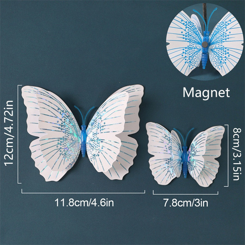 24 pcs 3D Butterfly Wall Decoration Removable Butterfly Decoration For Room Decoration Butterfly Decals Birthday Party Decoration Bedroom Butterfly Stickers Magnets