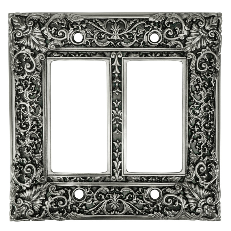 GLENDALE DOUBLE GFI SWITCH COVER; IN ANTIQUE NICKEL