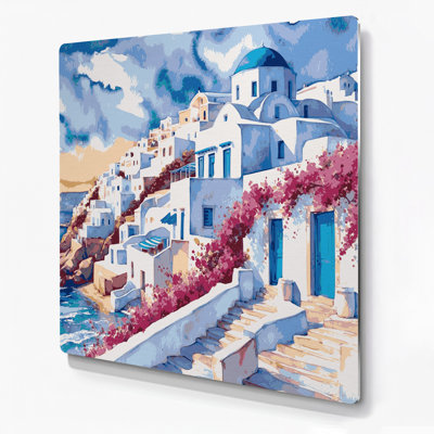 Cities Mykonos Greece Gray Metal Wall Art