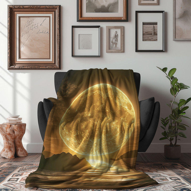«Whimsical Moonlit Magic» - 1 pièce de qualité supérieure en sherpa - reproduction d'art luxueuse, Grand lit
