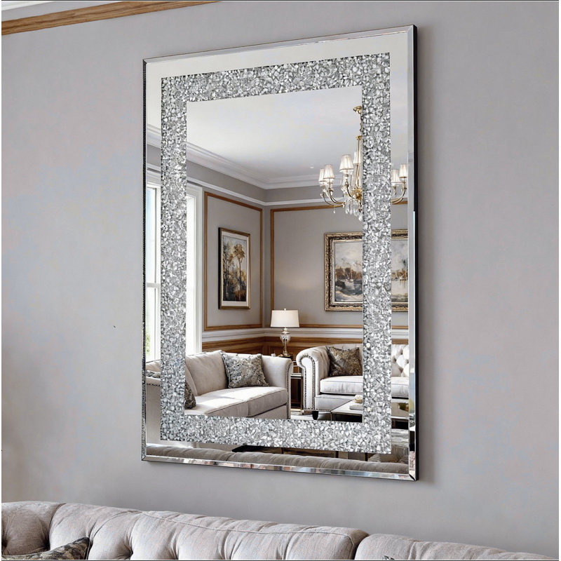 Miroir en cristal pour mur rectangulaire Crystal Crush Diamond