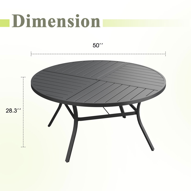 Table de salle à manger d'extérieur 50 ", Noir