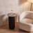 Beige Marble Black Fluted Base Drink Table